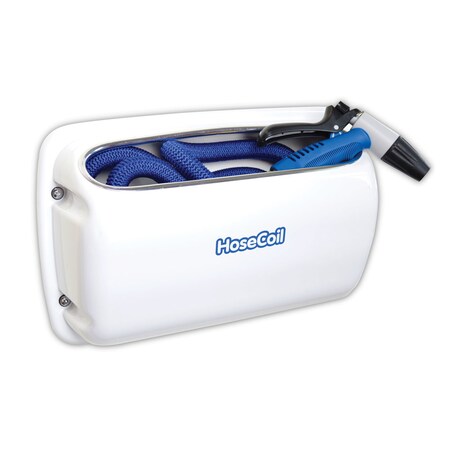 Hosecoil Side Mount Expandable White Enclosure W/25' Blue HCE25SW-BLUE